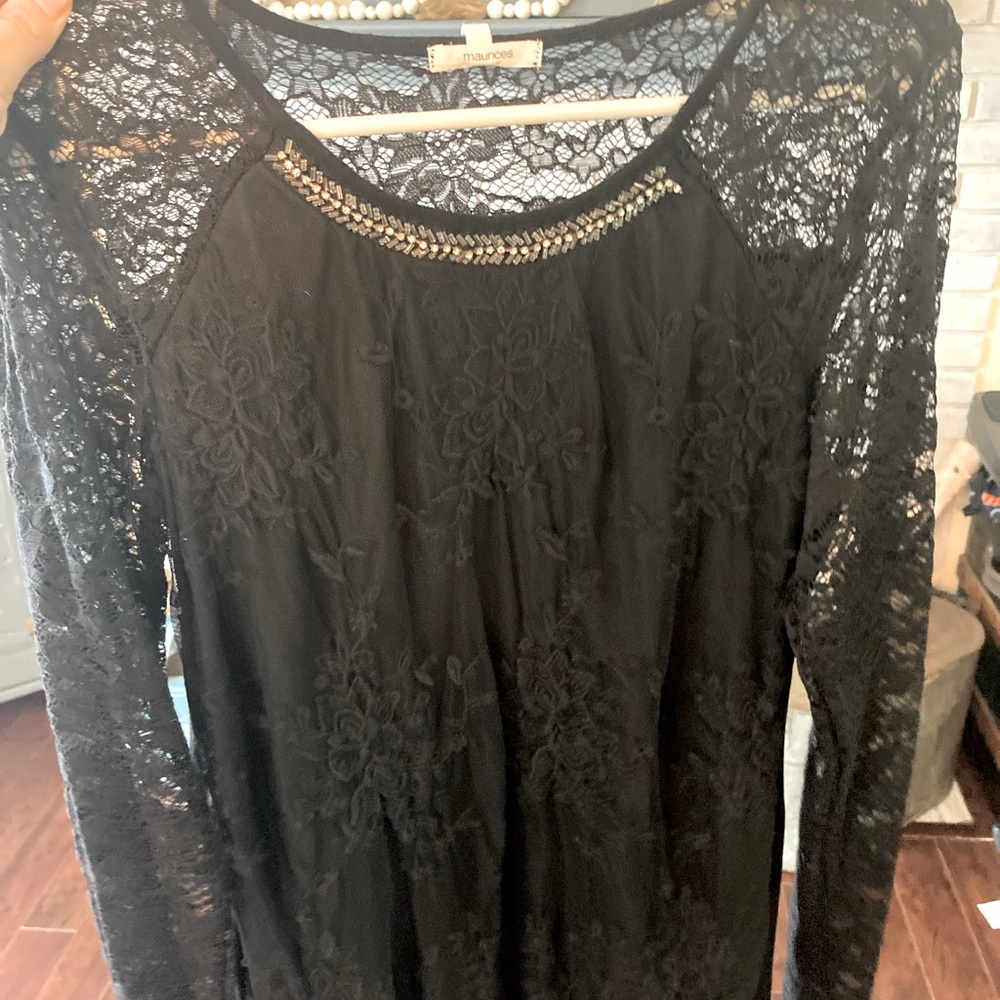 Lace black top